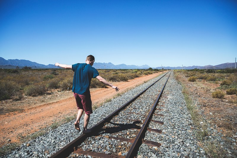 railroad railway track traintrack and man 4k