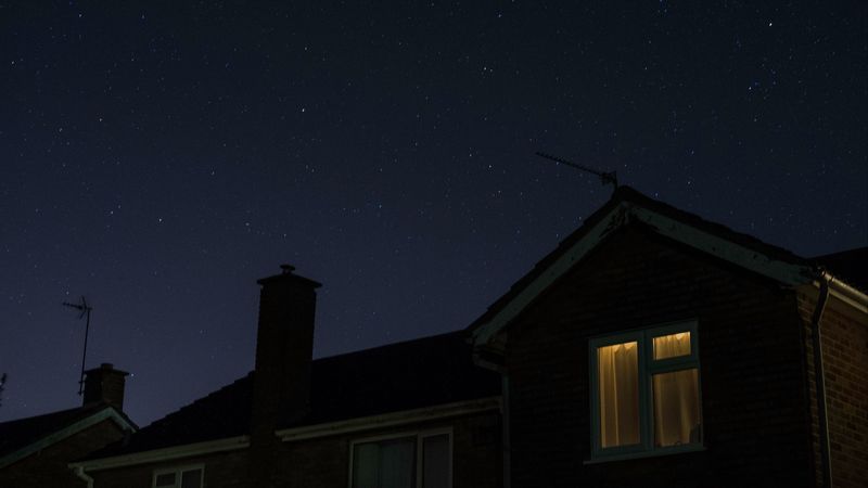 window, starry sky, night, 4k