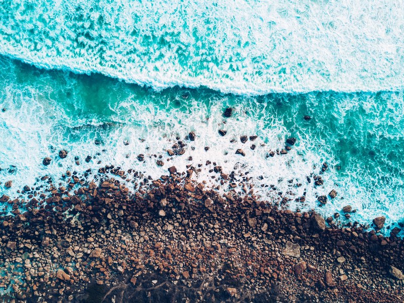 drone drone shot rock and shore 4k