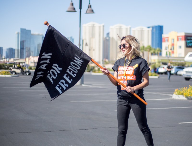 woman female demonstration and flag 4k