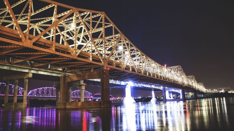 great bridge, louisville, usa, night, 4k