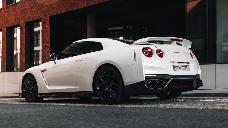 sports car, car, spoiler, white, 4k
