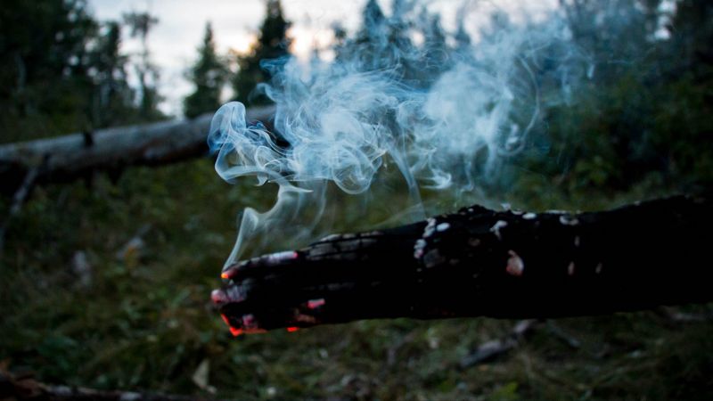 stick, coal, smoke, 4k
