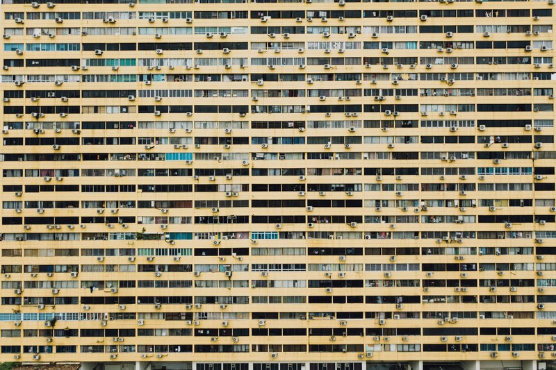 building architecture apartment building and windows 4k