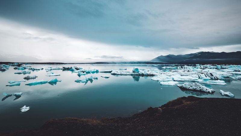 icebergs, ice, snow, lake, 4k