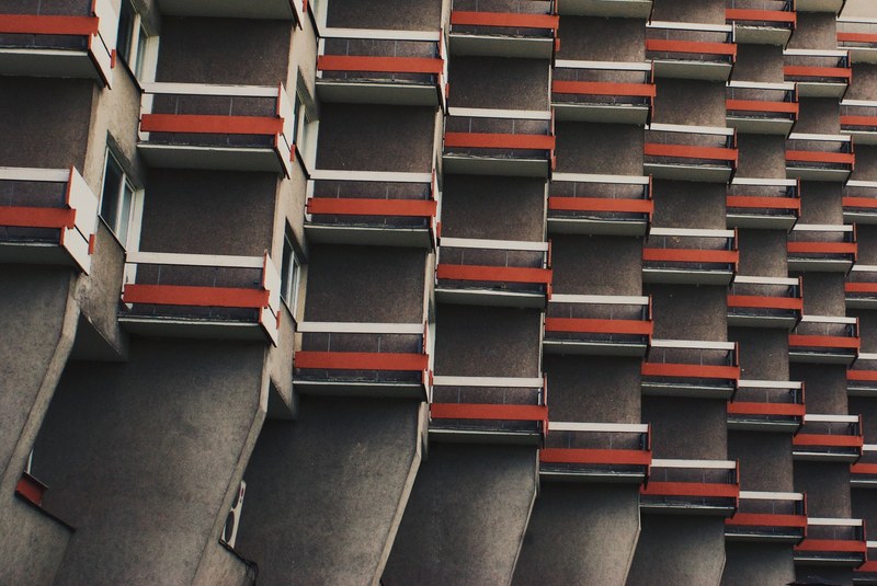 architecture building balcony and orange 4k