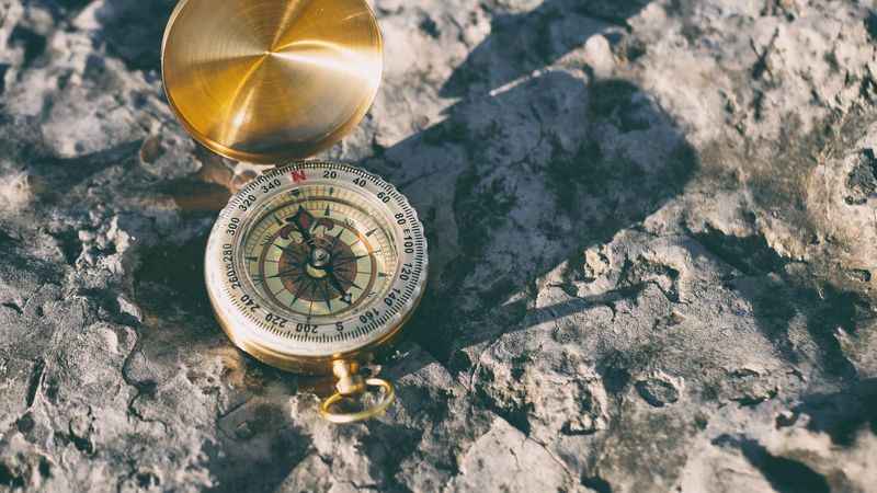 compass, stones, shadow, 4k