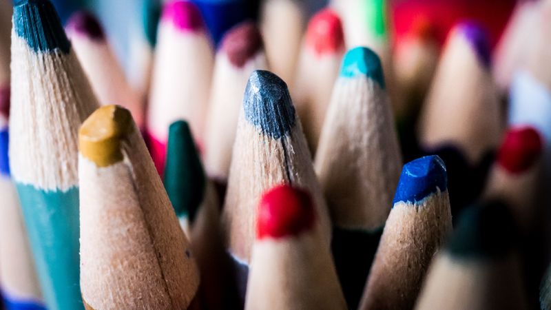 colored pencils, point, colorful, 4k