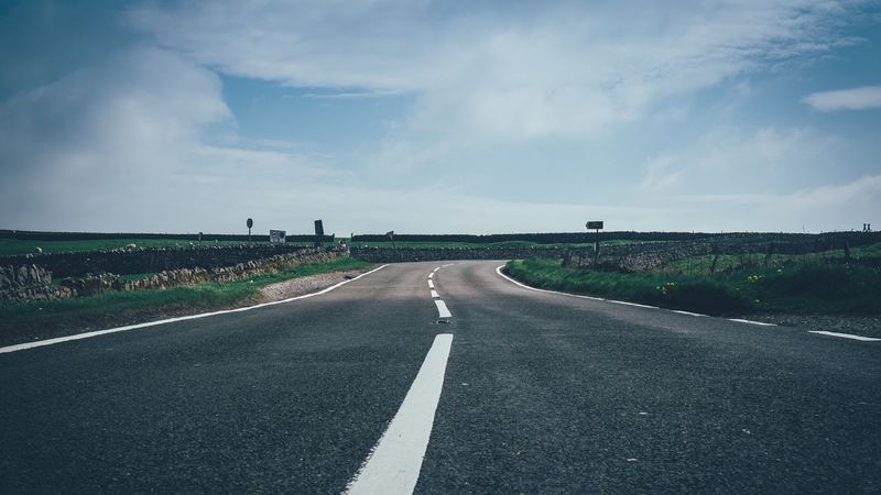 road, marking, sky, 4k