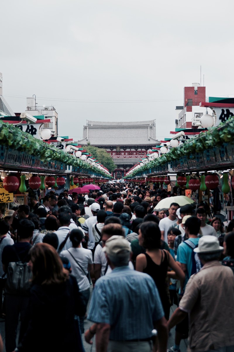 crowd people crowded walkway and temple hd, 4k
