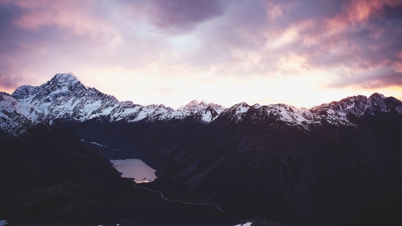 mountain, lake, distance, fog, pinnacle, 4k