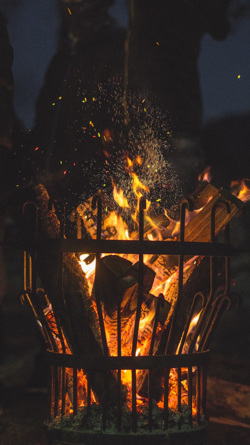 fire burning grate and log hd, 4k