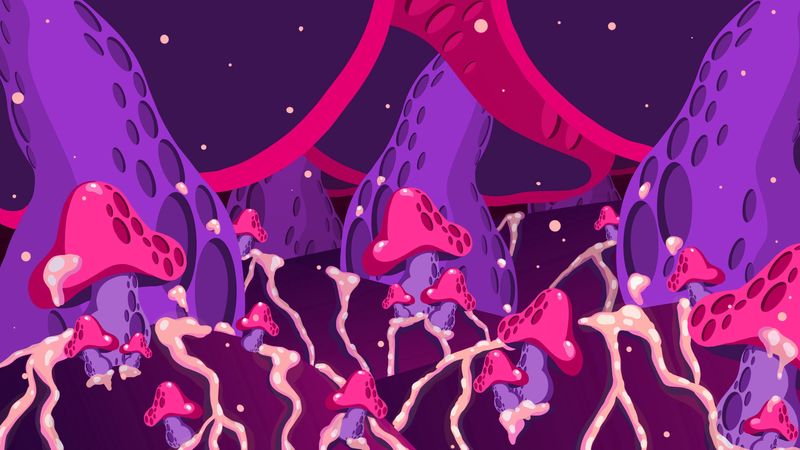 mushrooms, abstraction, art, 4k