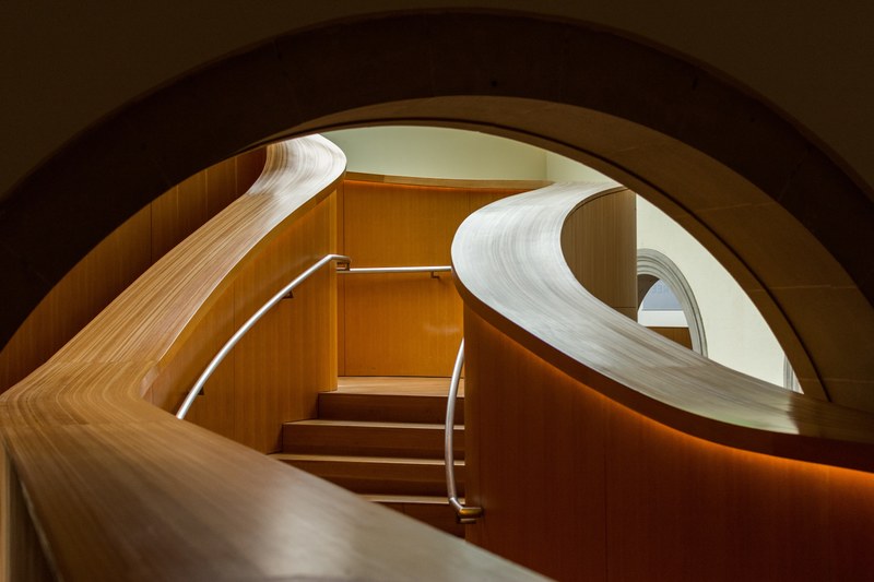 a wooden archway in a hall with stairs in toronto, framed arch and stairs at ago in toronto 4k