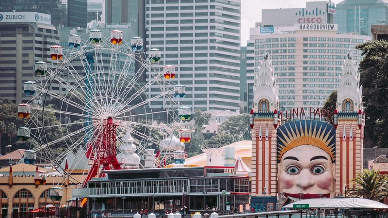 luna park, sydney, milsons point, australia, ferris wheel, attractions, 4k