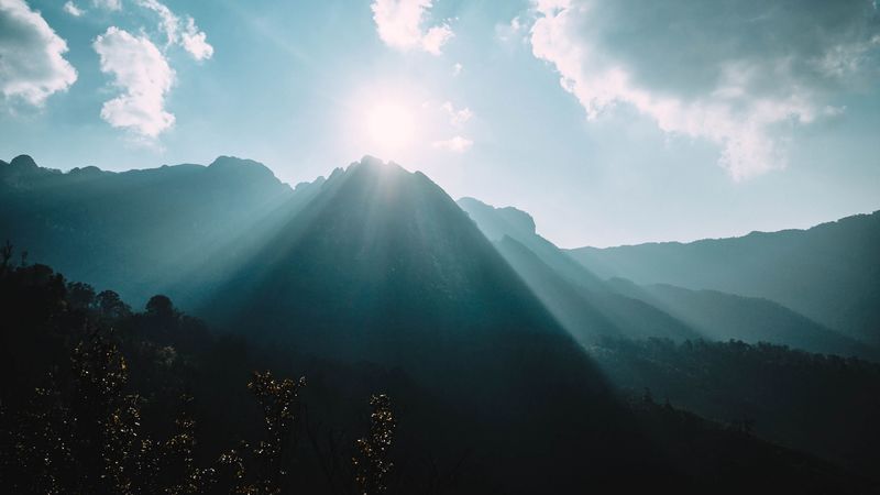 mountains, fog, clouds, 4k