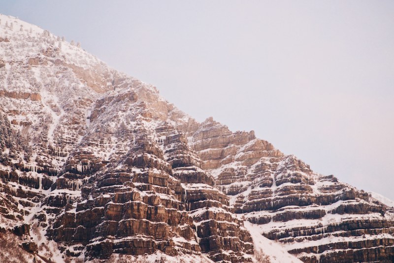 snow drapes across the rock hill at provo canyon, provo canyon in the snow 4k