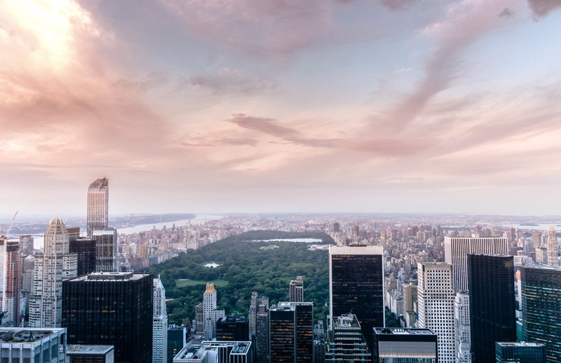 the central park in new york on a cloudy day, concrete jungle nyc central park sunset views 4k