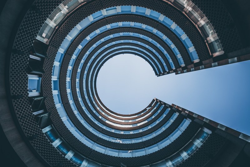 spiral round circle and building 4k
