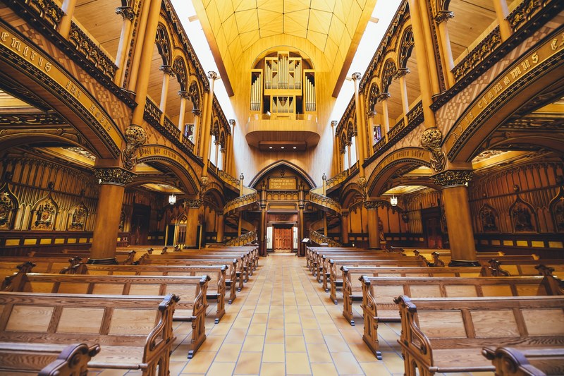 church organ architecture and ornate 4k