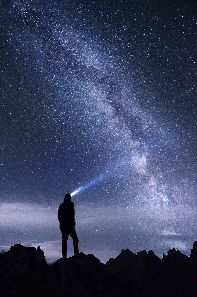 the milky way galaxy and a persons silhouette at nighttime in kprovsk tt, kprovsk tt milky way 4k