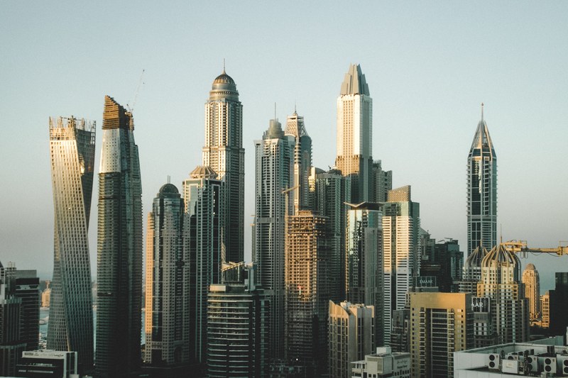 a cluster of tall skyscrapers in downtown dubai, dubai 4k