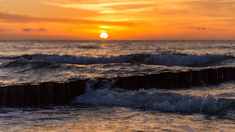 sea, waves, surf, sunset, 4k