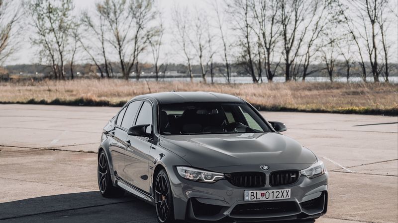 bmw, car, front view, gray, 4k