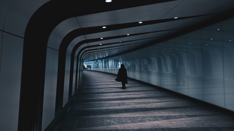 underground passage, man, architecture, 4k