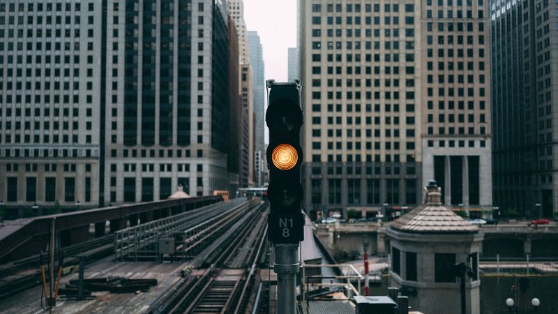 traffic lights, city, buildings, 4k