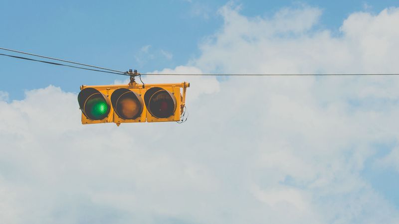 traffic light, sky, clouds, 4k