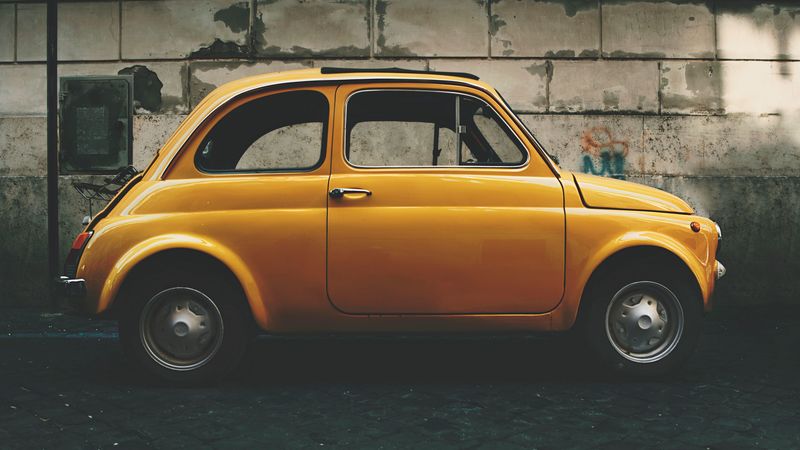 car, yellow, side view, 4k