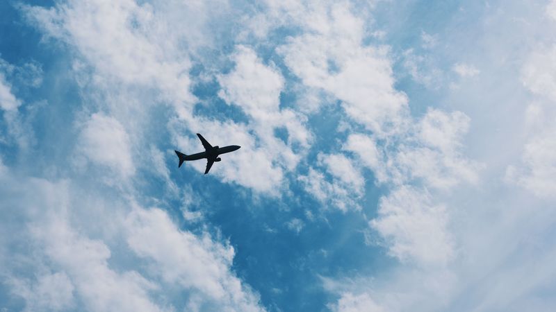airplane, sky, flight, clouds, 4k