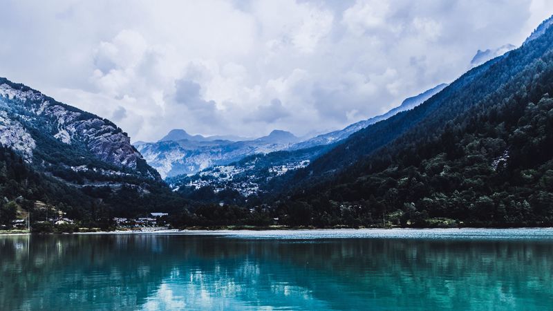 lake, mountains, reflection, 4k