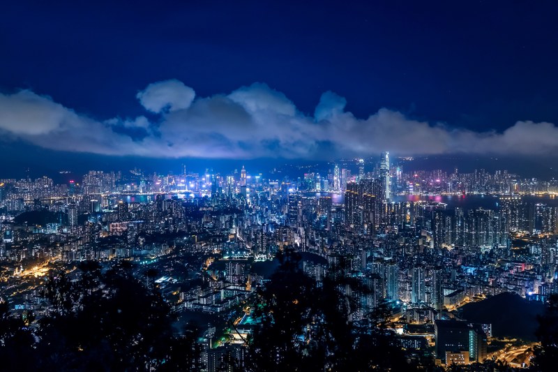 light star night view and hong kong 4k