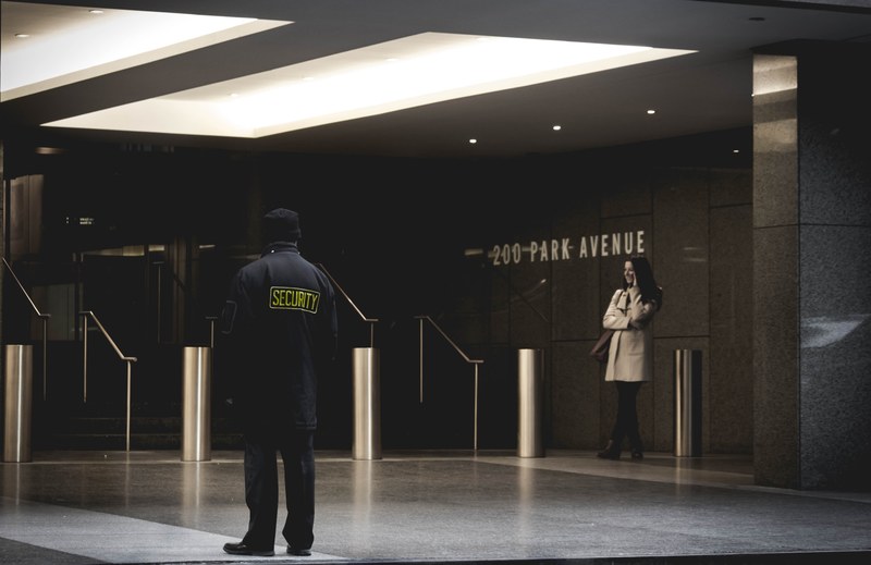 security foyer park avenue and woman 4k