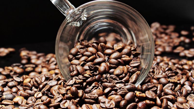 coffee beans, cup, fried, 4k