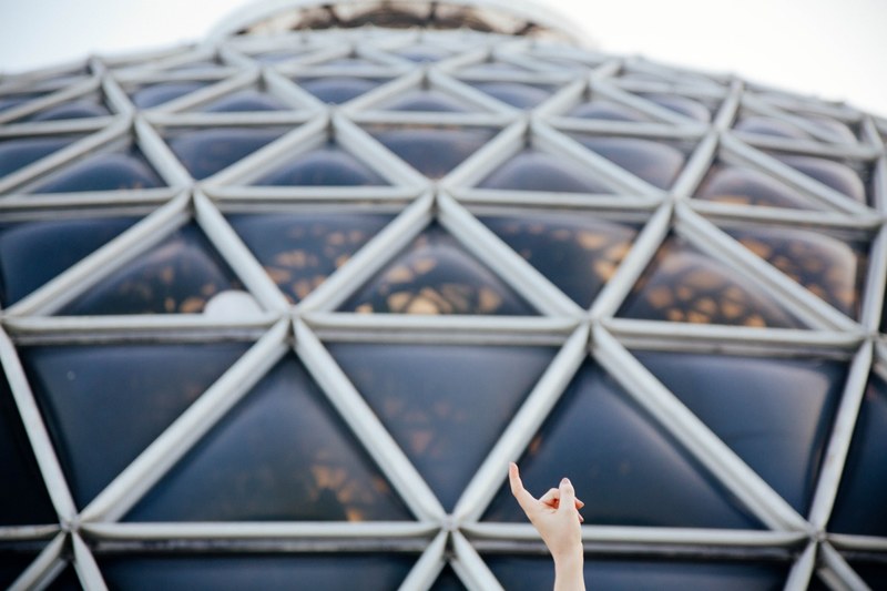 geometric building architecture and look up 4k