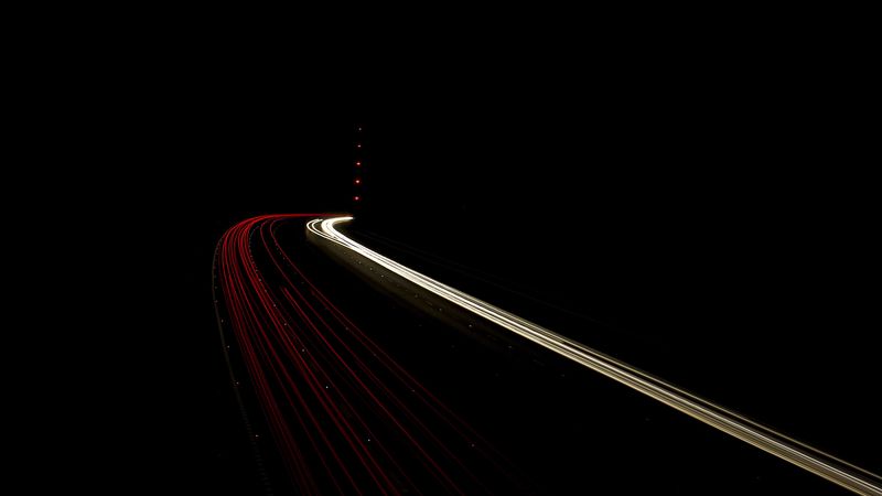 road, neon, long exposure, dark, 4k