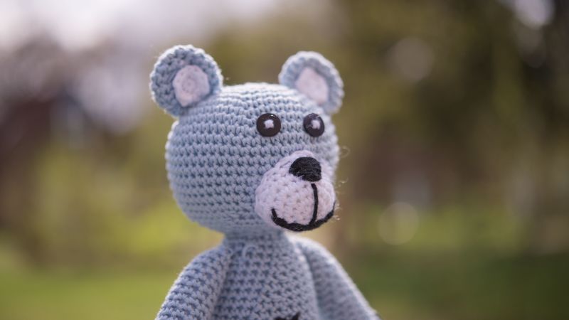 bear, toy, knitted, 4k