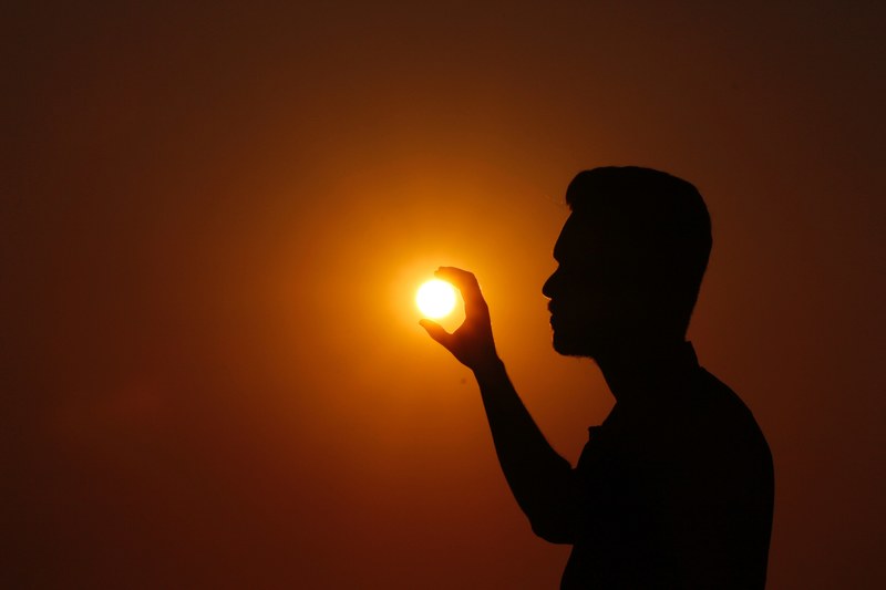 boy in sunset shadow 4k
