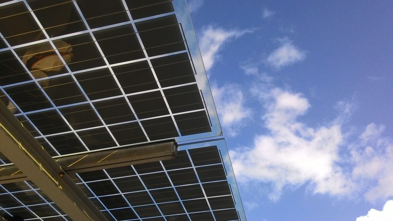 cloud solar panel building and solar cell 4k
