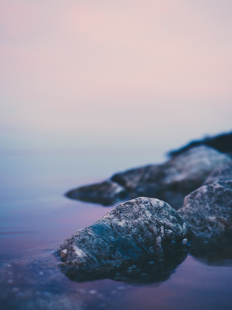 water rock purple and sea hd, 4k