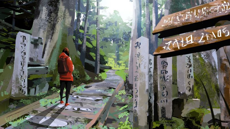 traveler, lonely, art, 4k