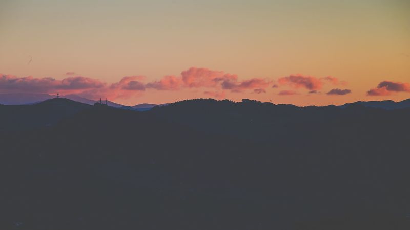 sunset, horizon, sky, clouds, night, 4k
