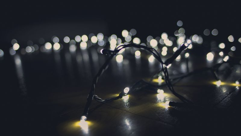 garland, light, glare, 4k