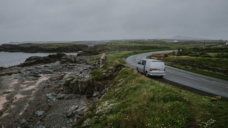 car, road, turn, coast, 4k