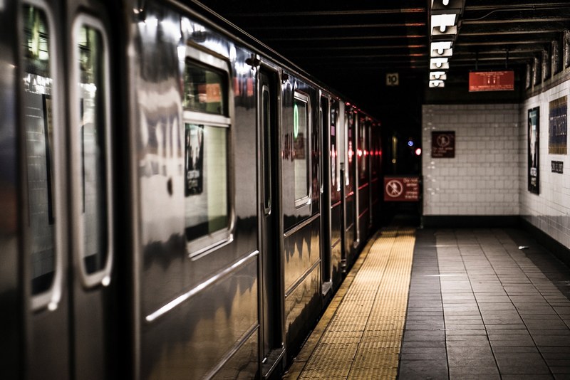 an empty subway platform underground in the city, new yor subway 4k