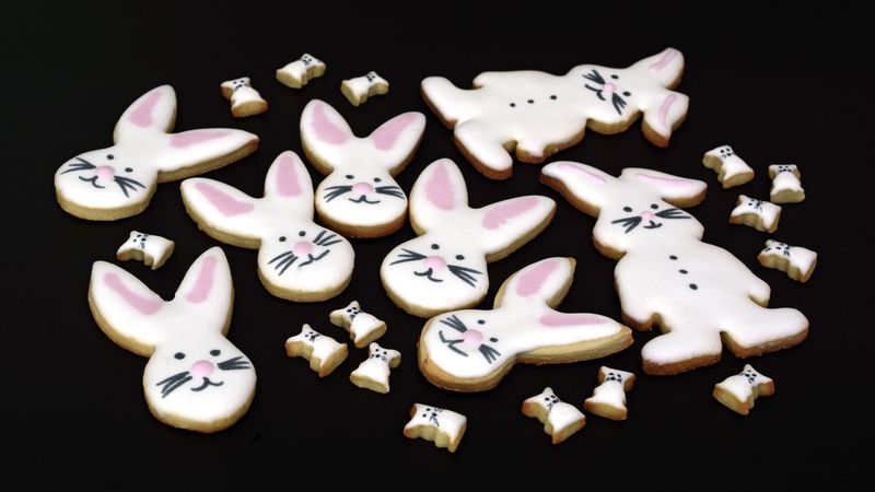 biscuits, rabbits, glaze, sweet, 4k