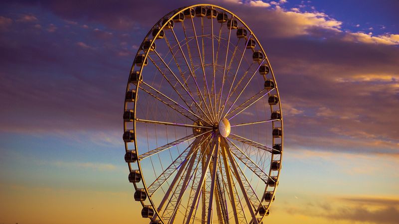 ferris wheel, attraction, entertainment, evening, 4k